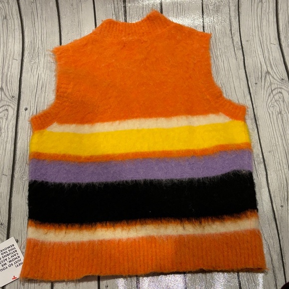 Topshop V-Neck Sweater Vest in Orange and Stripes NWT - Picture 5 of 5